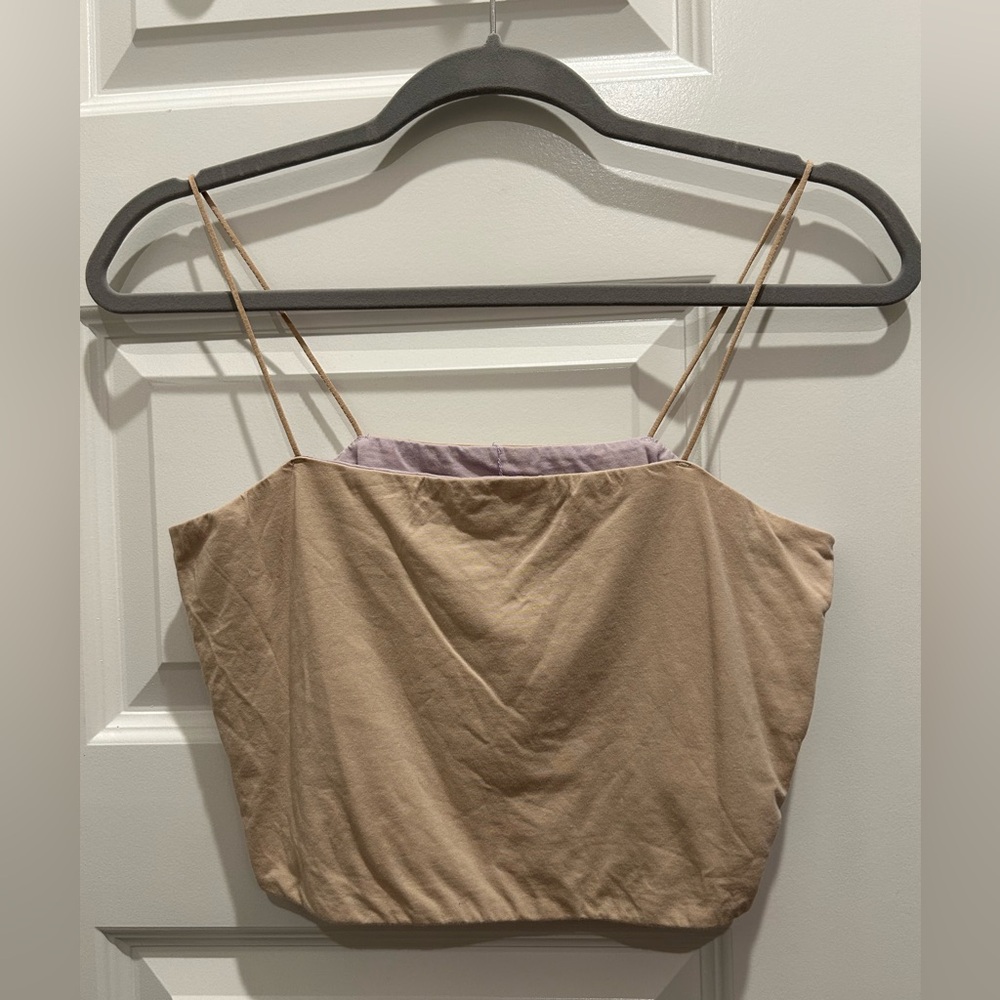Skin organic cropped spaghetti strap tank top